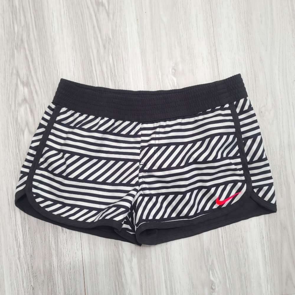 Nike Reversible Running Shorts White Stripe and Black Shortie Length Size Small